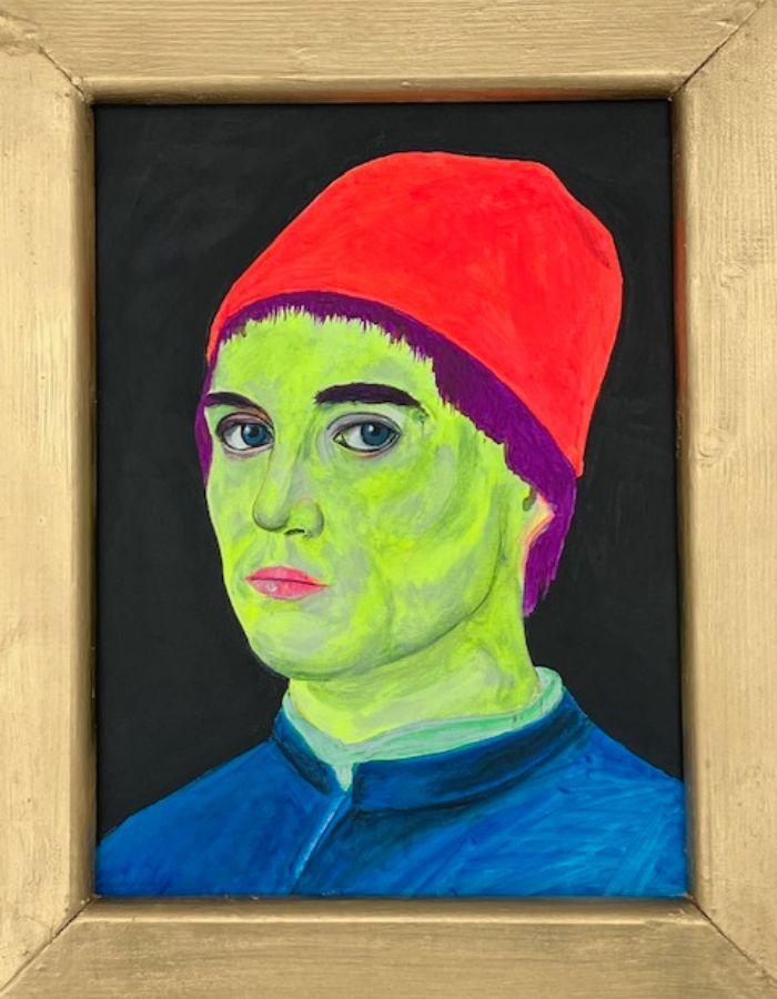 Man in a red hat: 40cm x 50cm