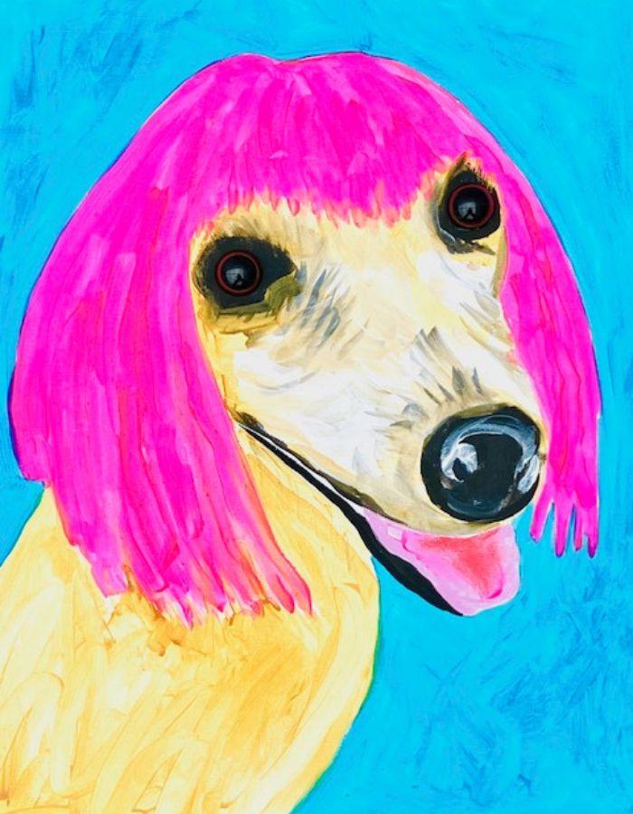 Pink wig: 40cm x 50cm