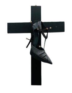 Willing Sinner_ Givenchy Shoe and wooden cross_ 37cm x 50cm