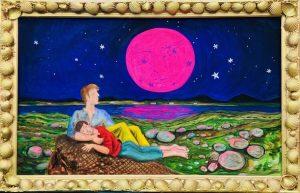 PINK MOON LOVERS 69 X 109 OIL ON CANVAS