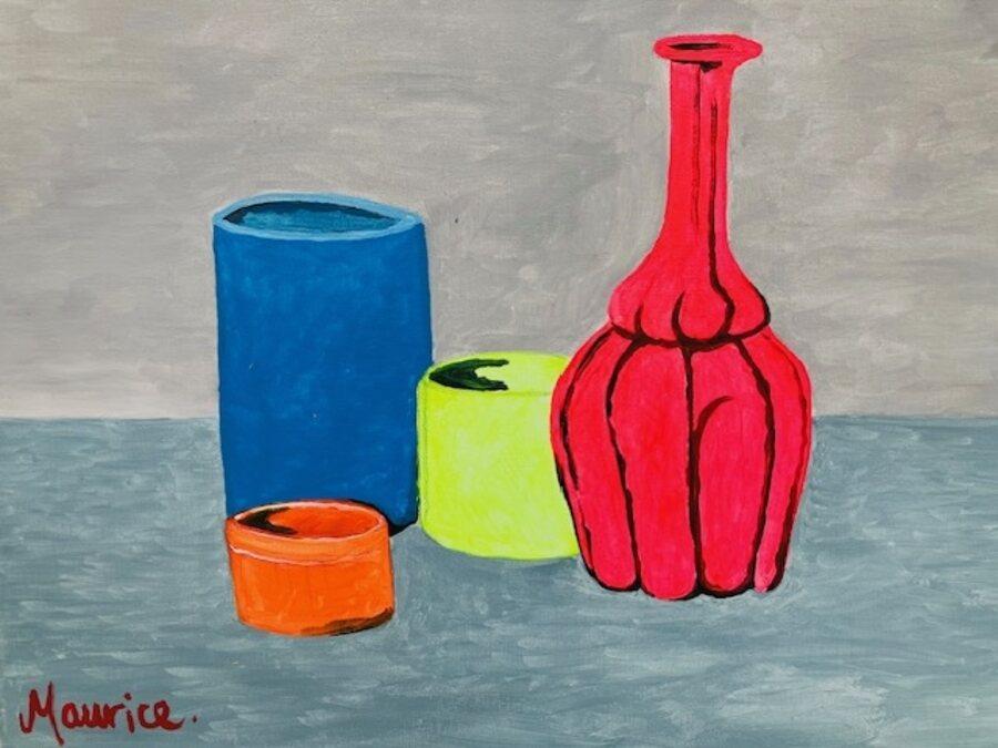 RED BOTTLE 50 X 40 OIL ON CANVAS